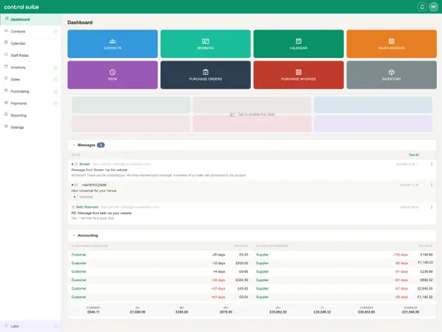 Control Suite reporting view